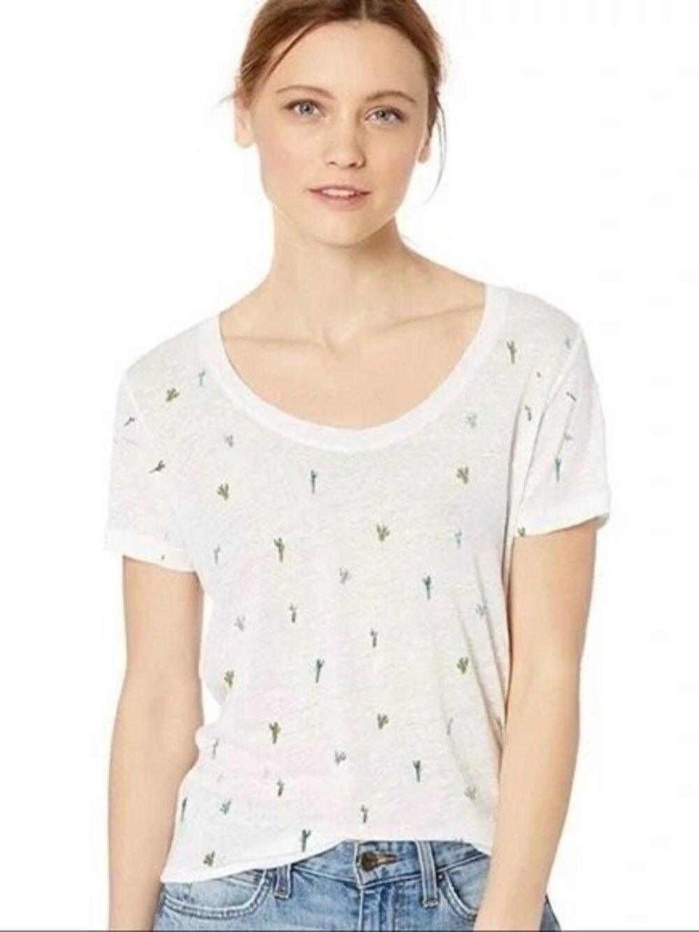 RAILS Luna Tee | White Watercolor Cactus | Size L